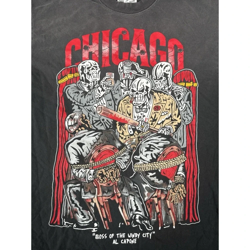 Warren Lotas Boss Of The Wind City Al Capone Shirt Mens Large Gray Chicago - Picture 4 of 9